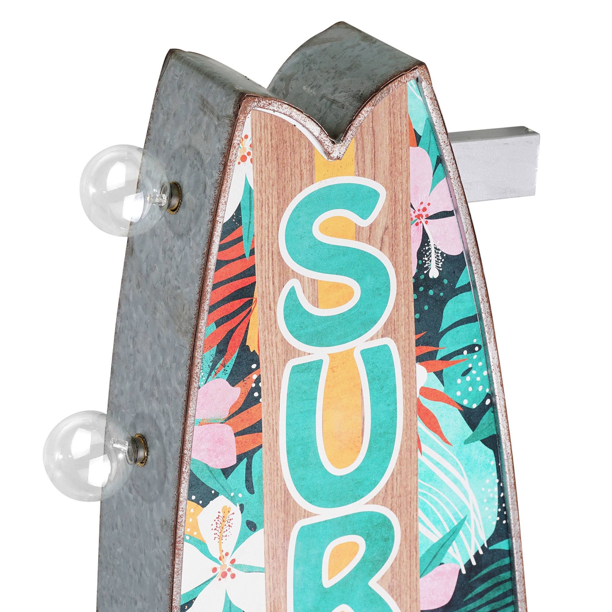 American Art Decor 25" Metal LED Surf Shop Rentals Surf Lessons & Good Vibes Marquee Sign